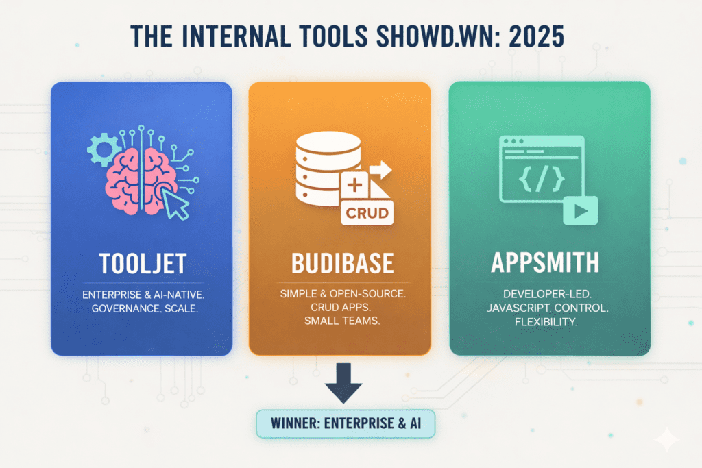 ToolJet vs Budibase vs Appsmith: Which Internal Tool Builder Wins? ToolJet vs Budibase vs Appsmith